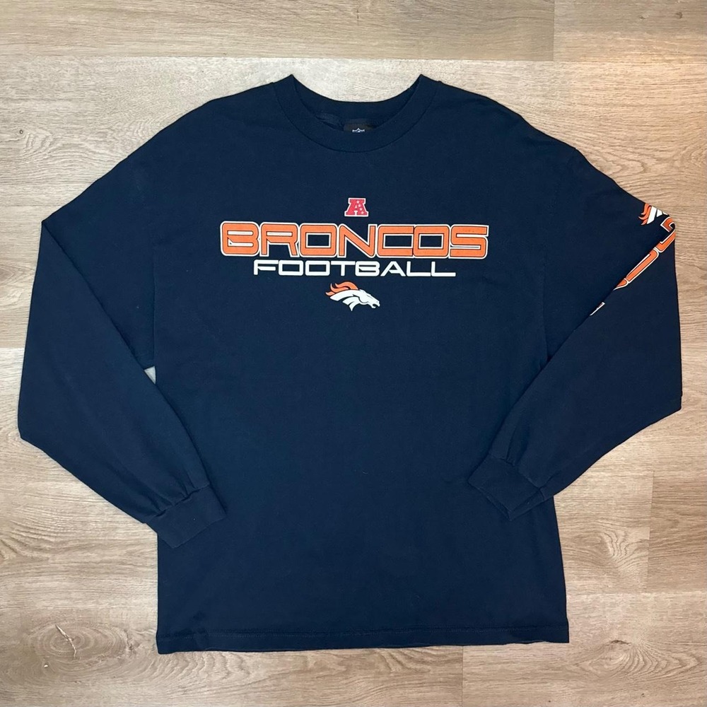 Late 2000s Denver Broncos NFL Sleeve Print Long Sleeve Tee L